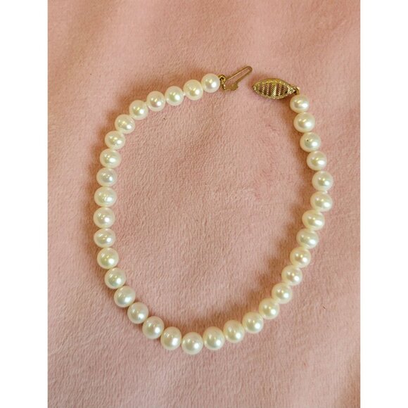 s-l400.jpg 10K Stamped Genuine White Pearl Elegant Bracelet B1A
